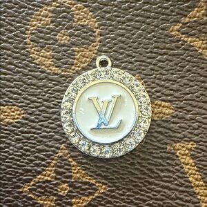 Beautiful Upcycled Louis Vuitton silver and white rhinestone charm